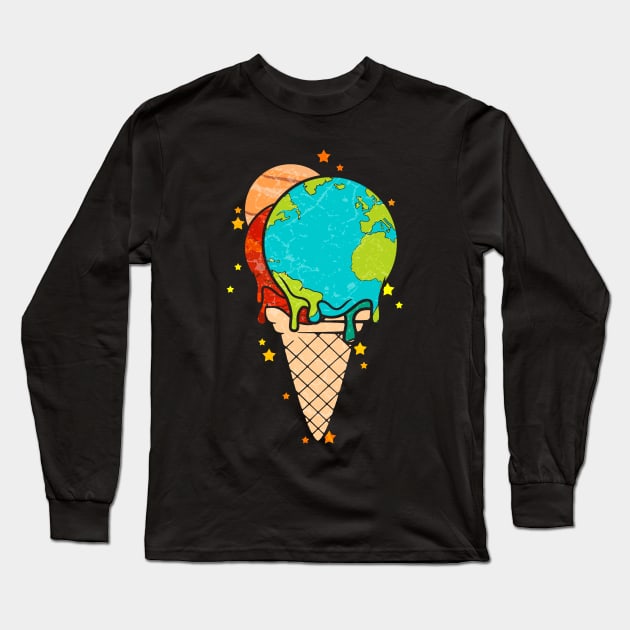 Ice Cream with Planets Long Sleeve T-Shirt by Mila46